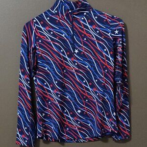 IBKUL Stars Red White & Blue Sun Shirt Long Sleeve SIZE XS